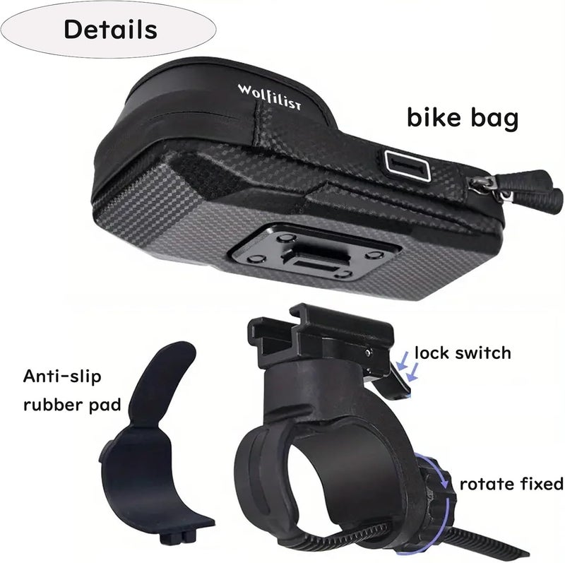 WOLFILIST Bike Phone Holder EVA Waterproof Bike Front Frame Bag Top Tube Bike Bag Bicycle Phone Mount Cycling Pouch with Rain Cover Bike Accessories Gifts for Cyclists Men - Image 3